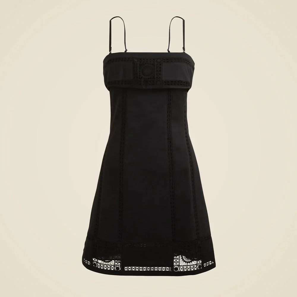 New JCREW Size 2 Crochet Panel Mini Dress in Black $268 CL647 - Picture 2 of 7